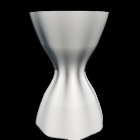 Hourglass: Flared at both ends and pinched at the waist.
