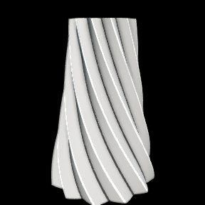 Twisted Spire: Sharp triangular ribs twisting up a tall, tapering spire.